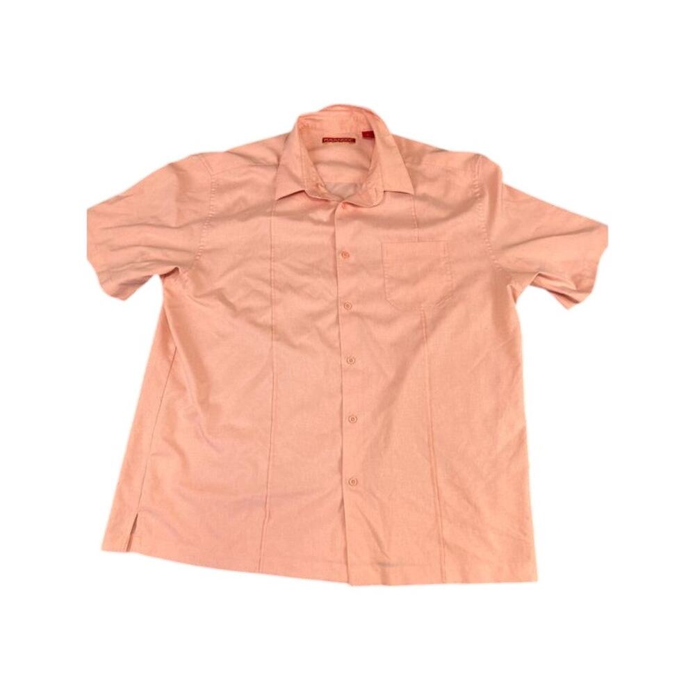 Men's Havanera Co. XL Peach/Coral Short Sleeve Button Up Shirt Excellent Cond